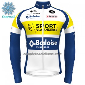 Maglia 2022 Sport Vlaanderen-Baloise Manica Lunga Winter Invernale Giallo Blu Bianco